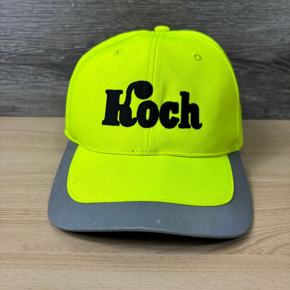 Koch Hat Cap Strap Back Green Neon Outdoors Reflective Adjustable‎